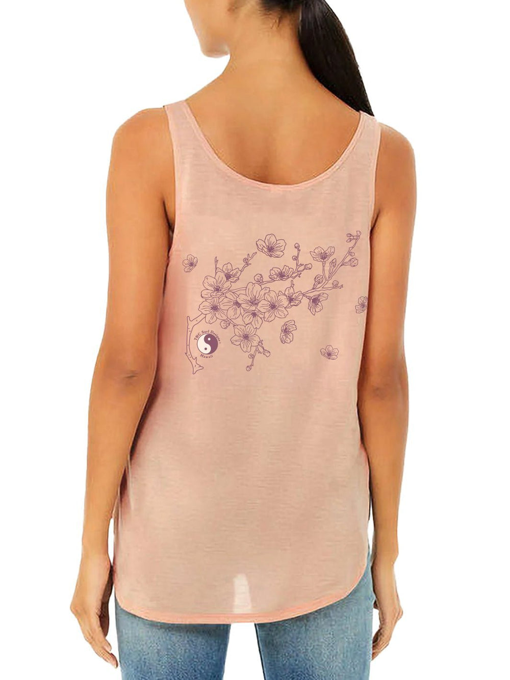 T&C Surf Designs Sakura Branch Slit Tank, Peach / S