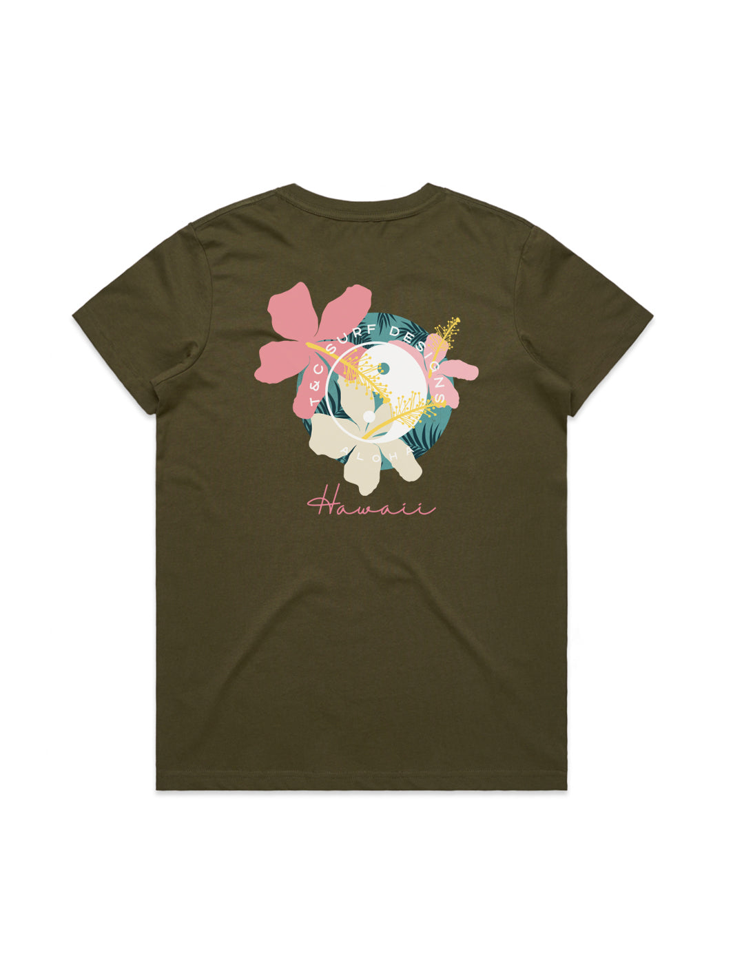 T&C Surf Designs T&C Surf 3 Hibiscus Basic Tee, S / Army