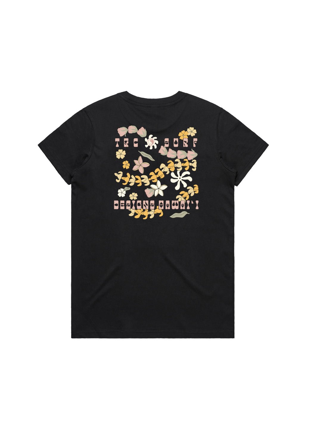 T&C Surf Designs Lei Scatter Maple Tee, Black / XS