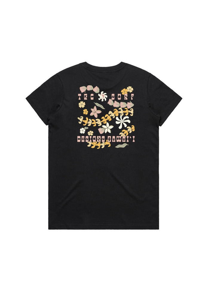 T&C Surf Designs Lei Scatter Maple Tee, Black / XS