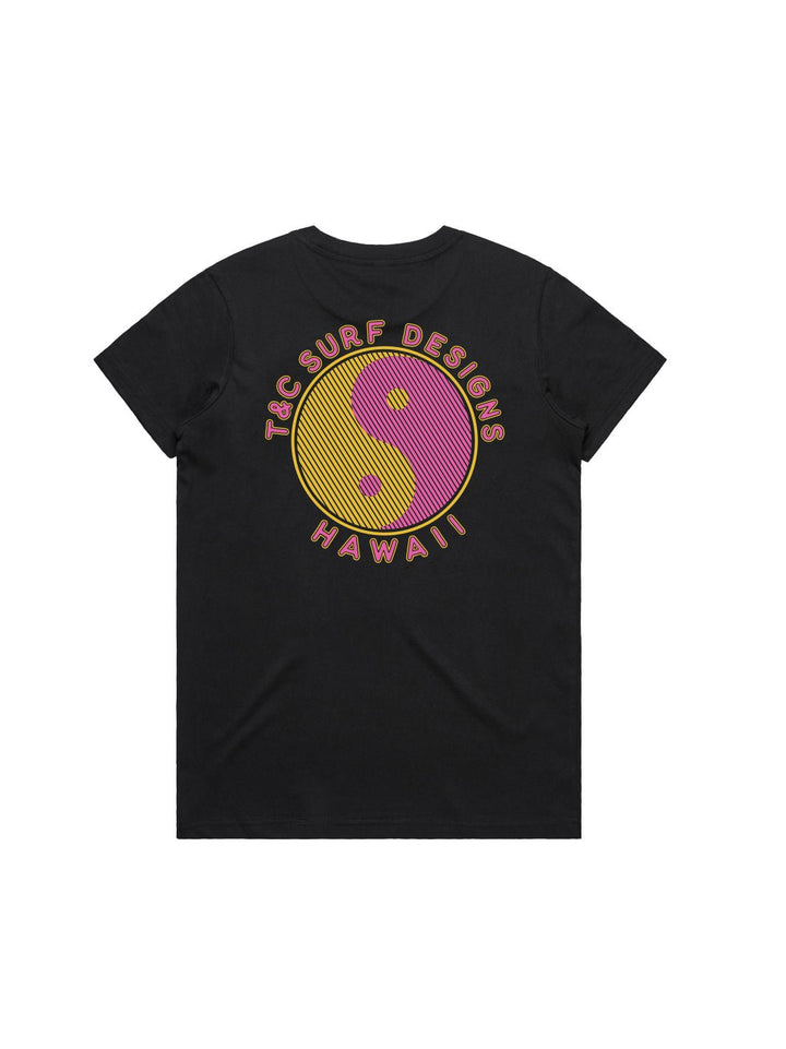 T&C Surf Designs Lined Logo Maple Tee, Black / XS