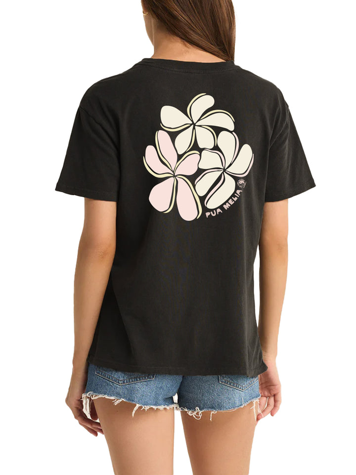 T&C Surf Designs Plumeria Oval Boyfriend Tee, Black / XS