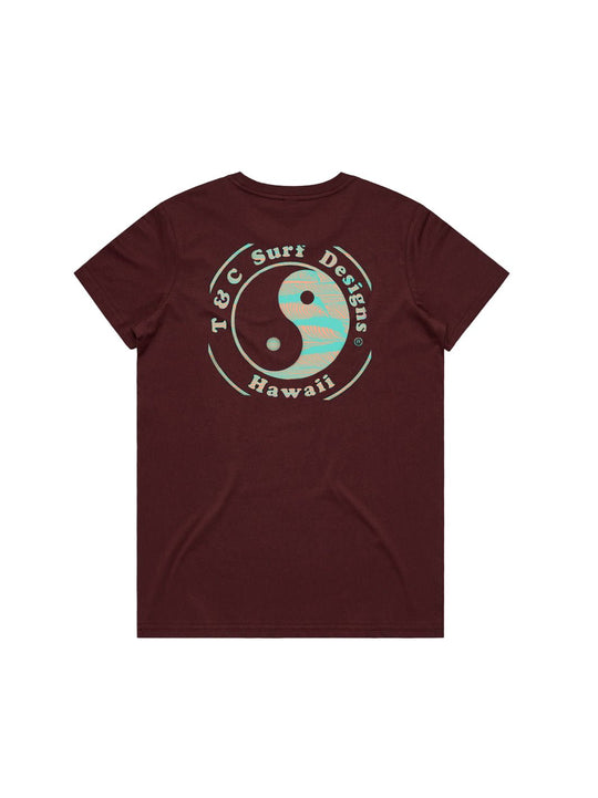 T&C Surf Designs T&C Surf Waves on Waves Maple Tee, Burgundy / S