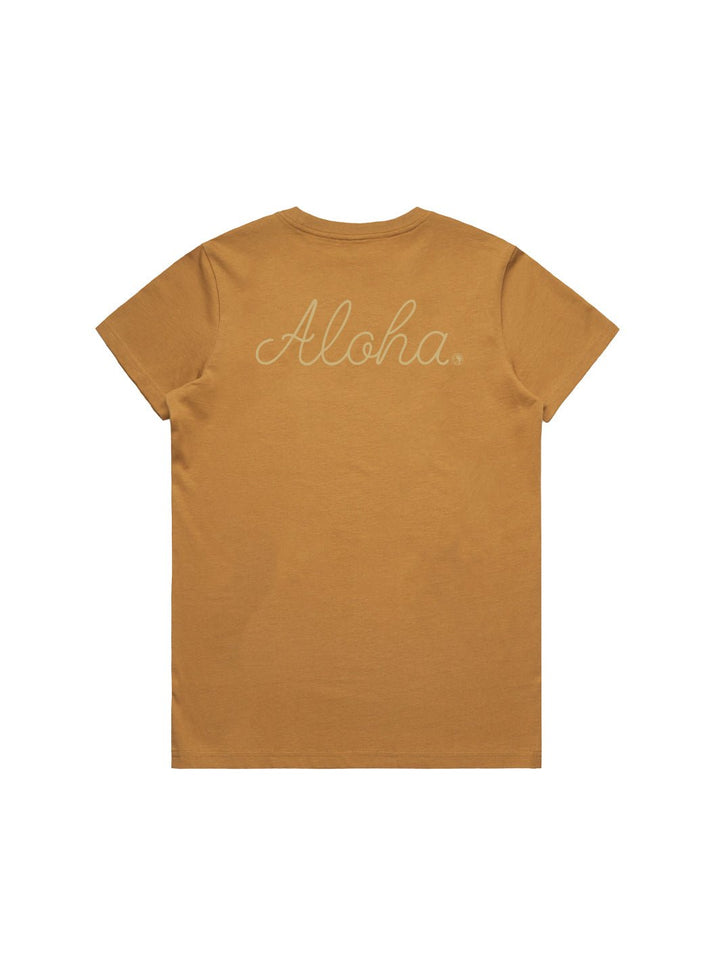 Cursive Aloha Puff Maple Tee - T&C Surf Designs