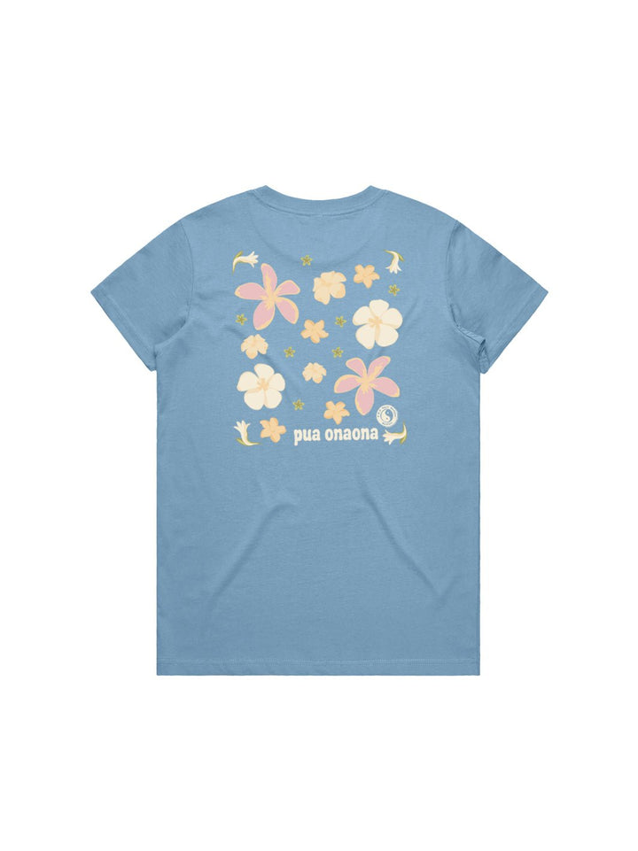 T&C Surf Designs Pua Onaona Maple Tee, XS / Caro Blue