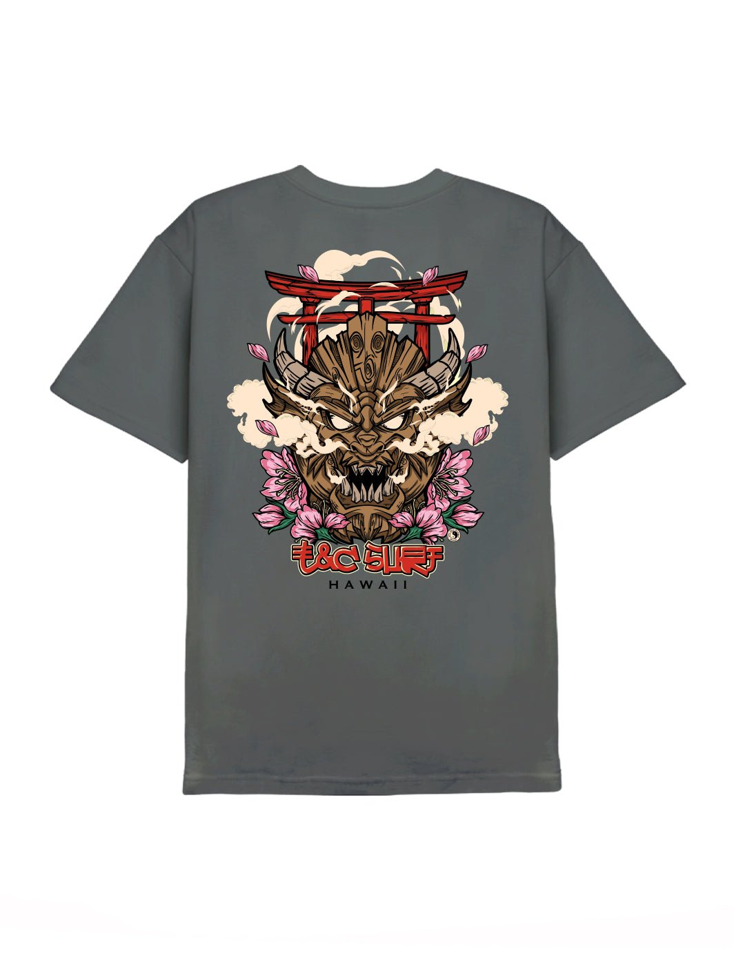 T&C Surf Designs Tiki Dragon Tee, Charcoal / S