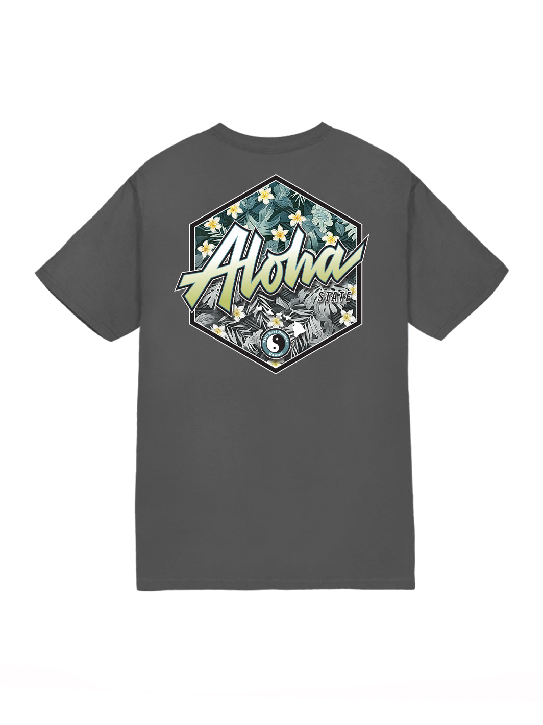 T&C Surf Designs T&C Surf Aloha Script Floral Hex Jersey Tee, Charcoal / S
