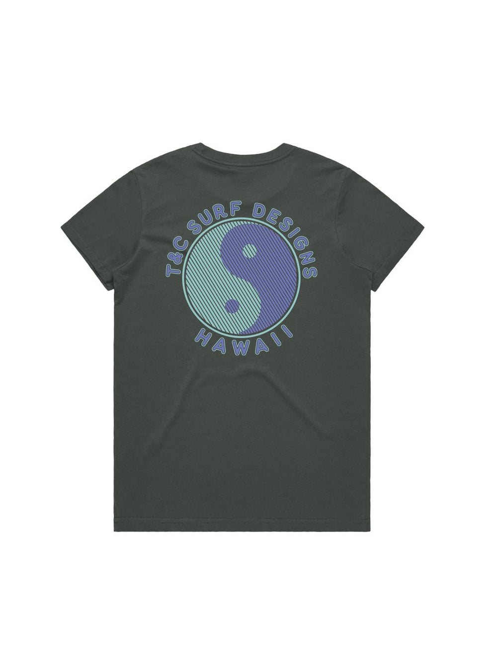 T&C Surf Designs Lined Logo Maple Tee, Charcoal / XS