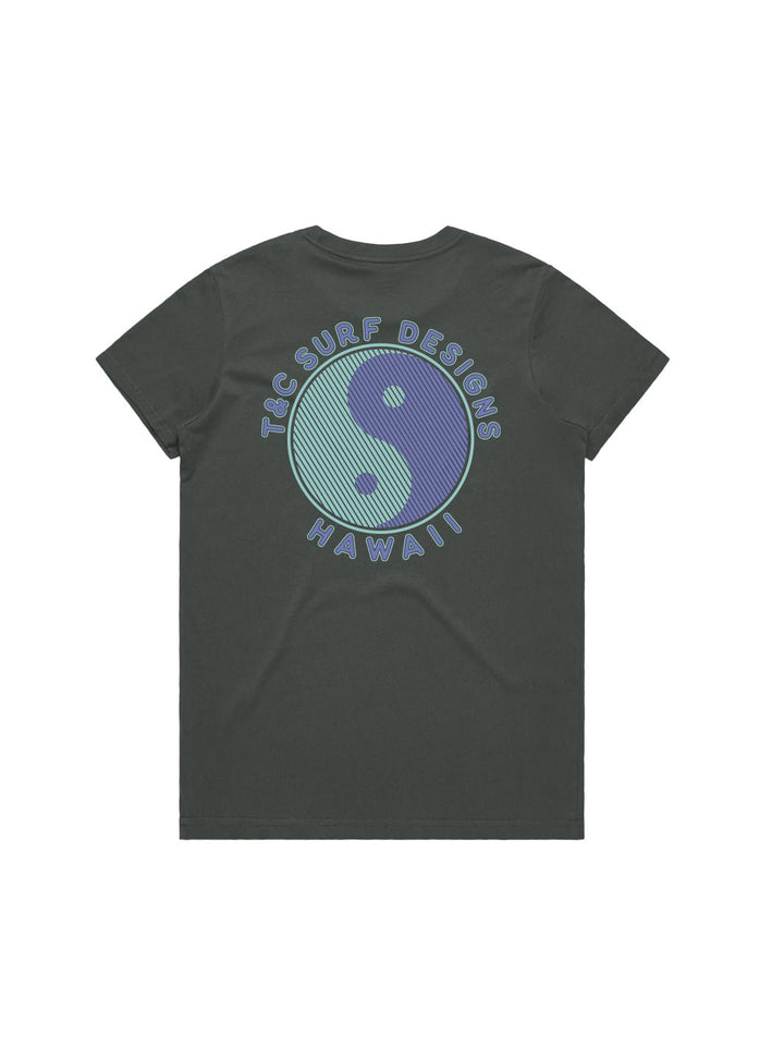 T&C Surf Designs Lined Logo Maple Tee, Charcoal / XS