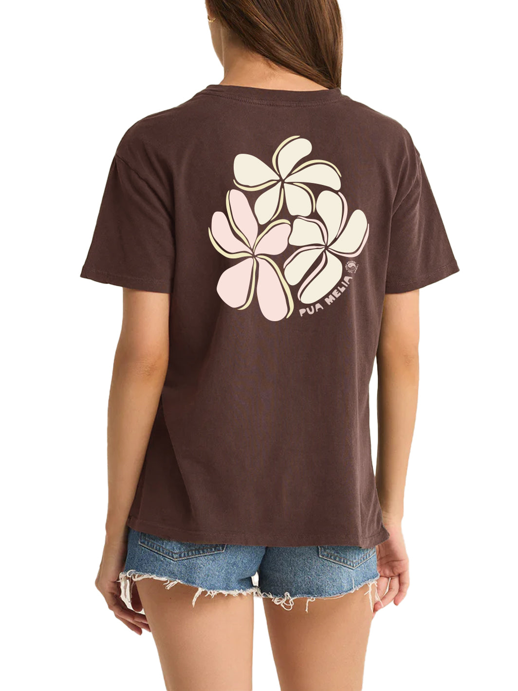 T&C Surf Designs Plumeria Oval Boyfriend Tee, Chocolate Cherry / XS