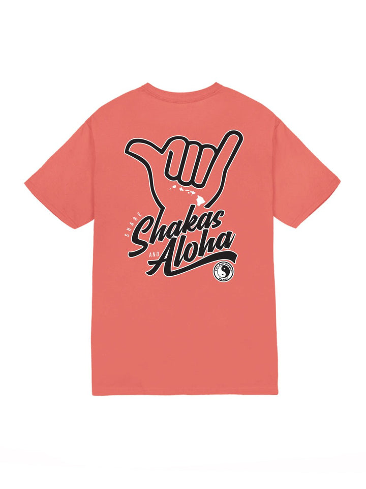 T&C Surf Designs Shakas and Aloha Jersey Tee, Coral Silk / S