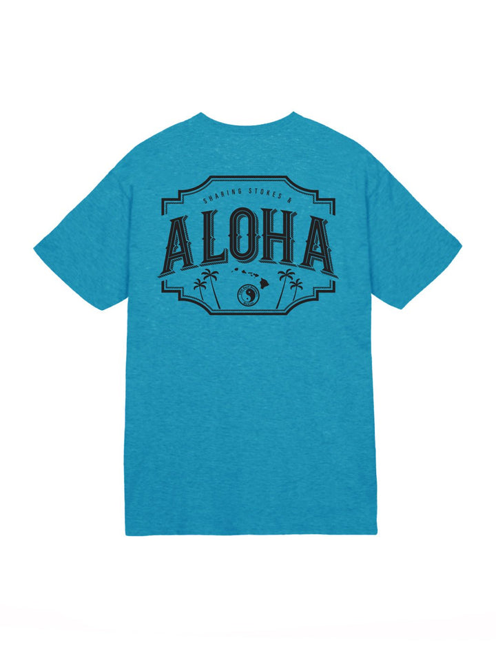 T&C Surf Designs Vintage Aloha Shield Jersey Tee, Heather Galactic Blue / S