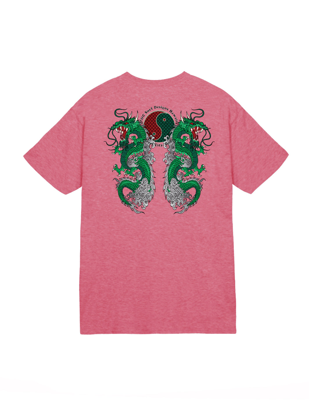 T&C Surf Designs Double Dragon Jersey Tee, Heather Cardinal / S