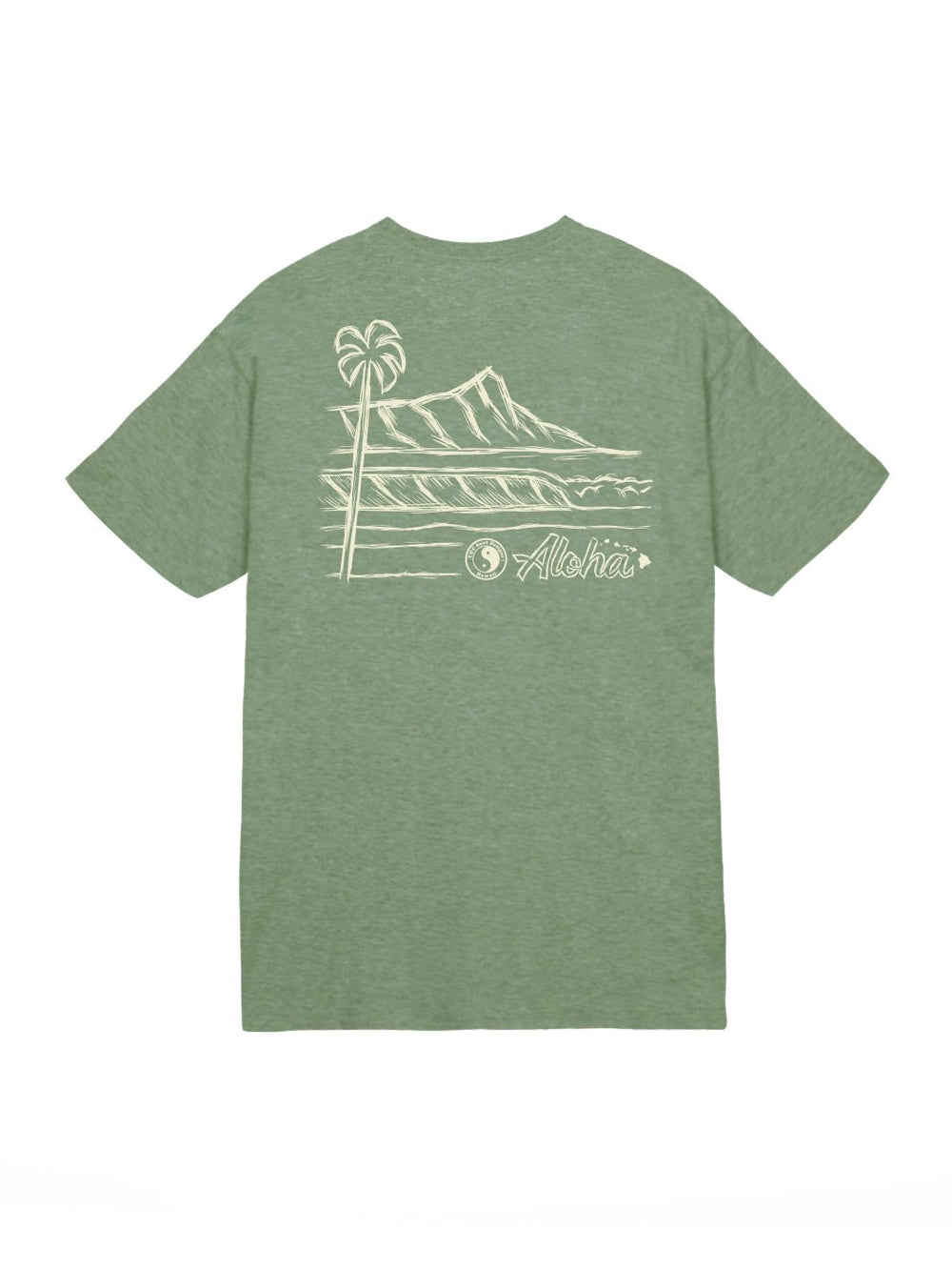T&C Surf Designs Sketch Diamond Head Scenic Jersey Tee, Heather Military / S
