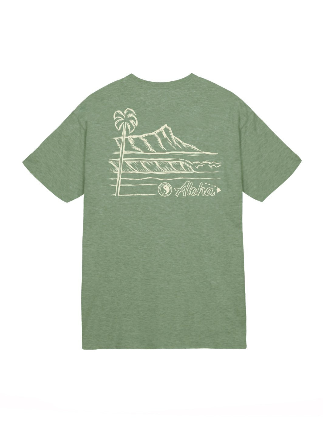 T&C Surf Designs Sketch Diamond Head Scenic Jersey Tee, Heather Military / S