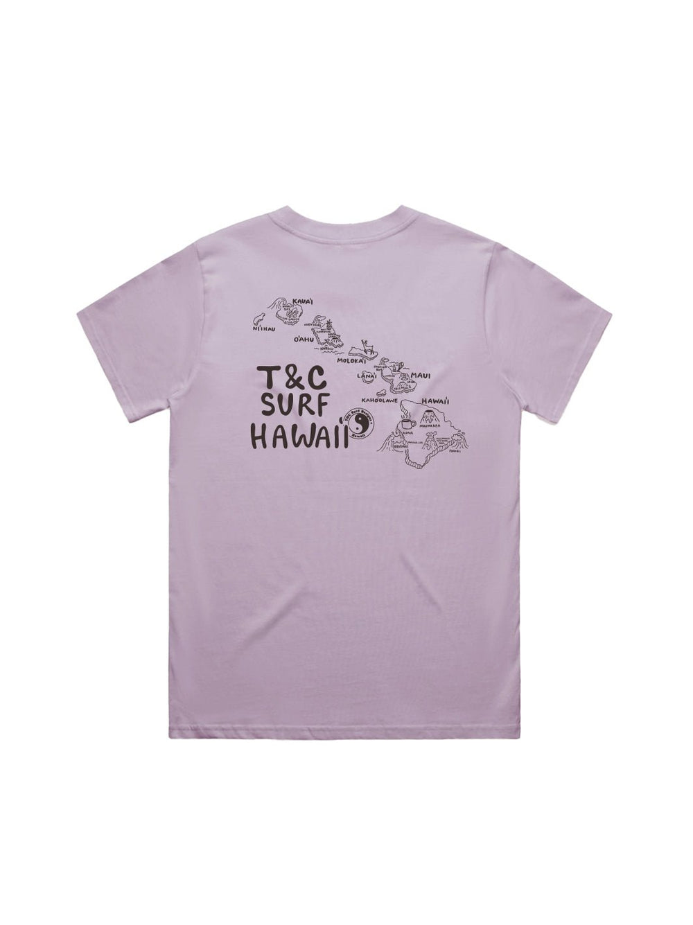 T&C Surf Designs Hawaii Map Classic Tee, Lavender / XS