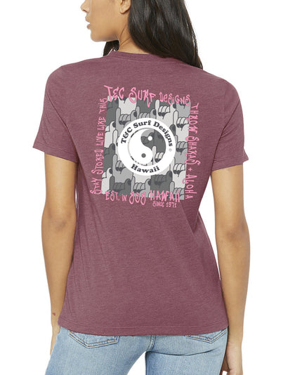 T&C Surf Designs T&C Surf Shakas N Aloha Relax Tee, S / Maroon