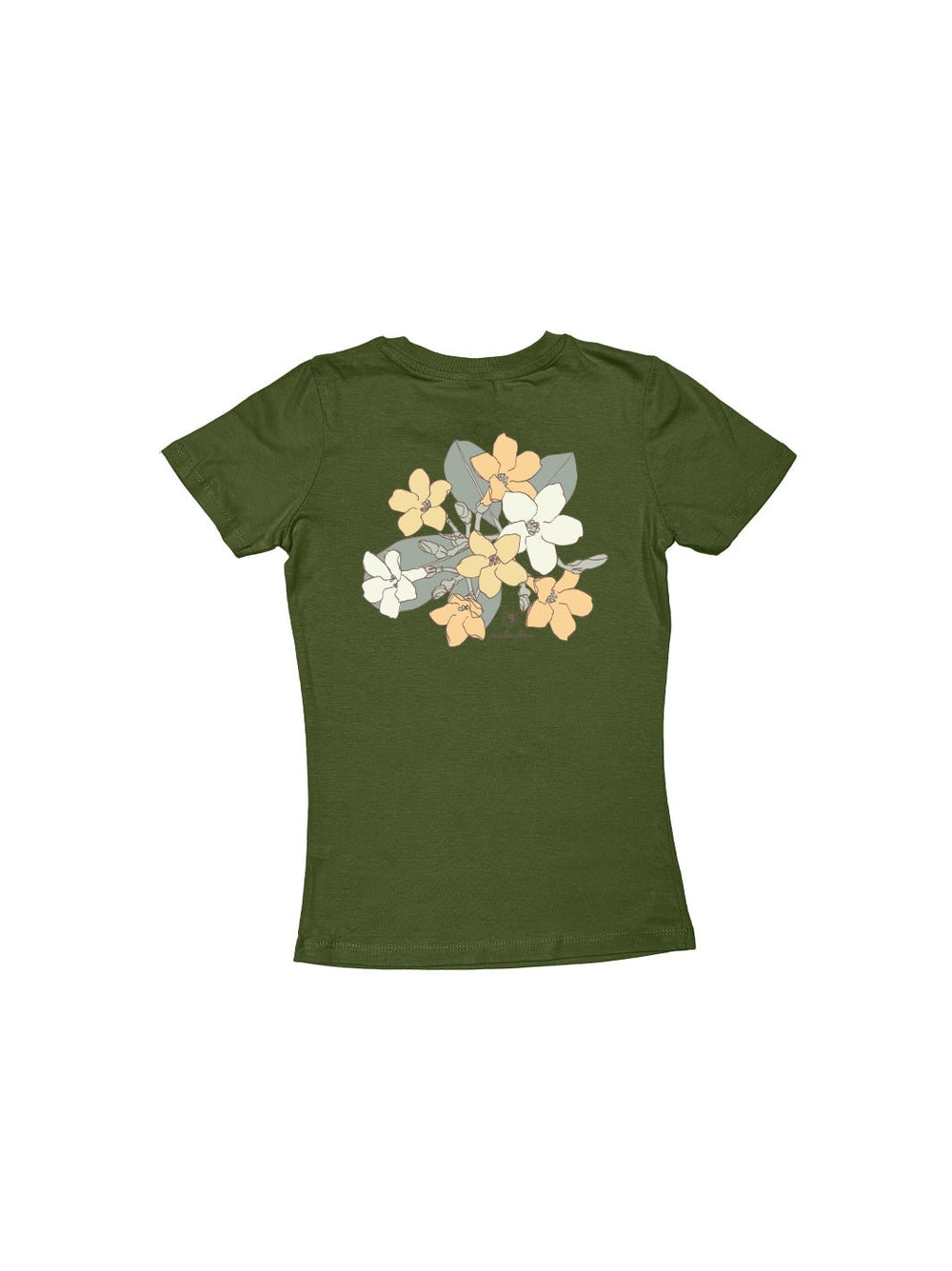 T&C Surf Designs Girls Puakeni Branch Sweetheart Tee, Military Green / XS