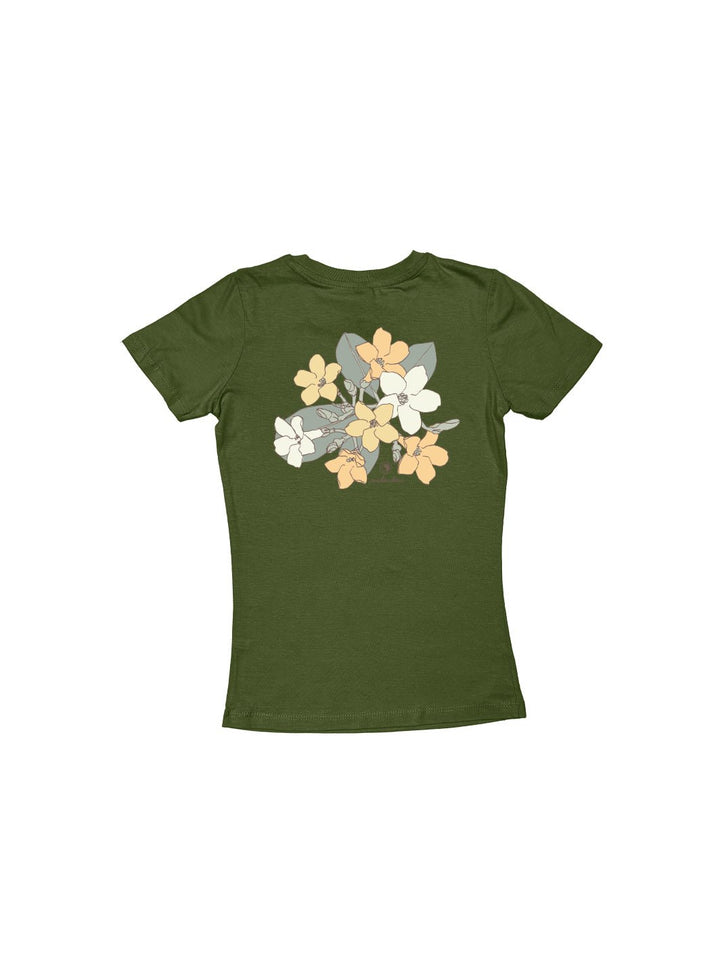 T&C Surf Designs Girls Puakeni Branch Sweetheart Tee, Military Green / XS