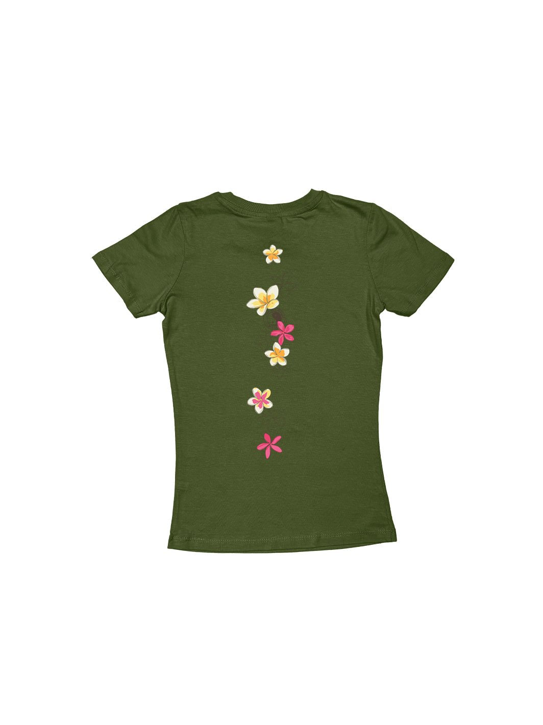 T&C Surf Designs Girls Pua Melia Vertical Sweetheart Tee, Military Green / XS