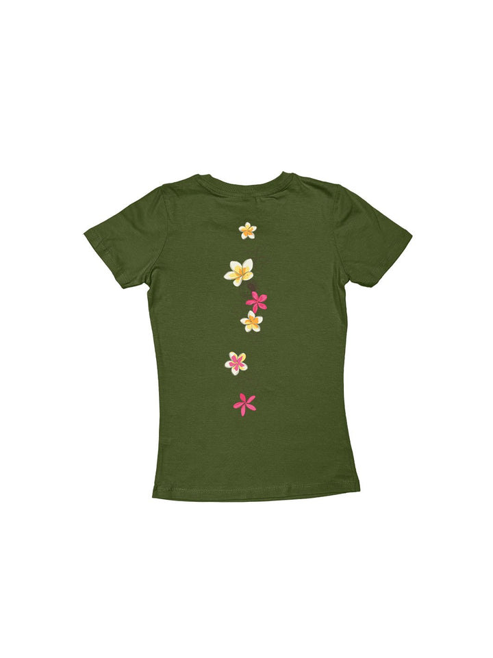 T&C Surf Designs Girls Pua Melia Vertical Sweetheart Tee, Military Green / XS