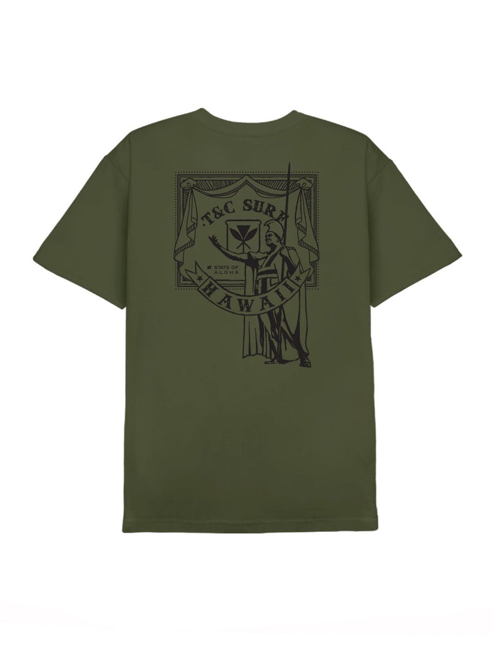 T&C Surf Designs Kam Stamp 2 Tee, Military Green / S
