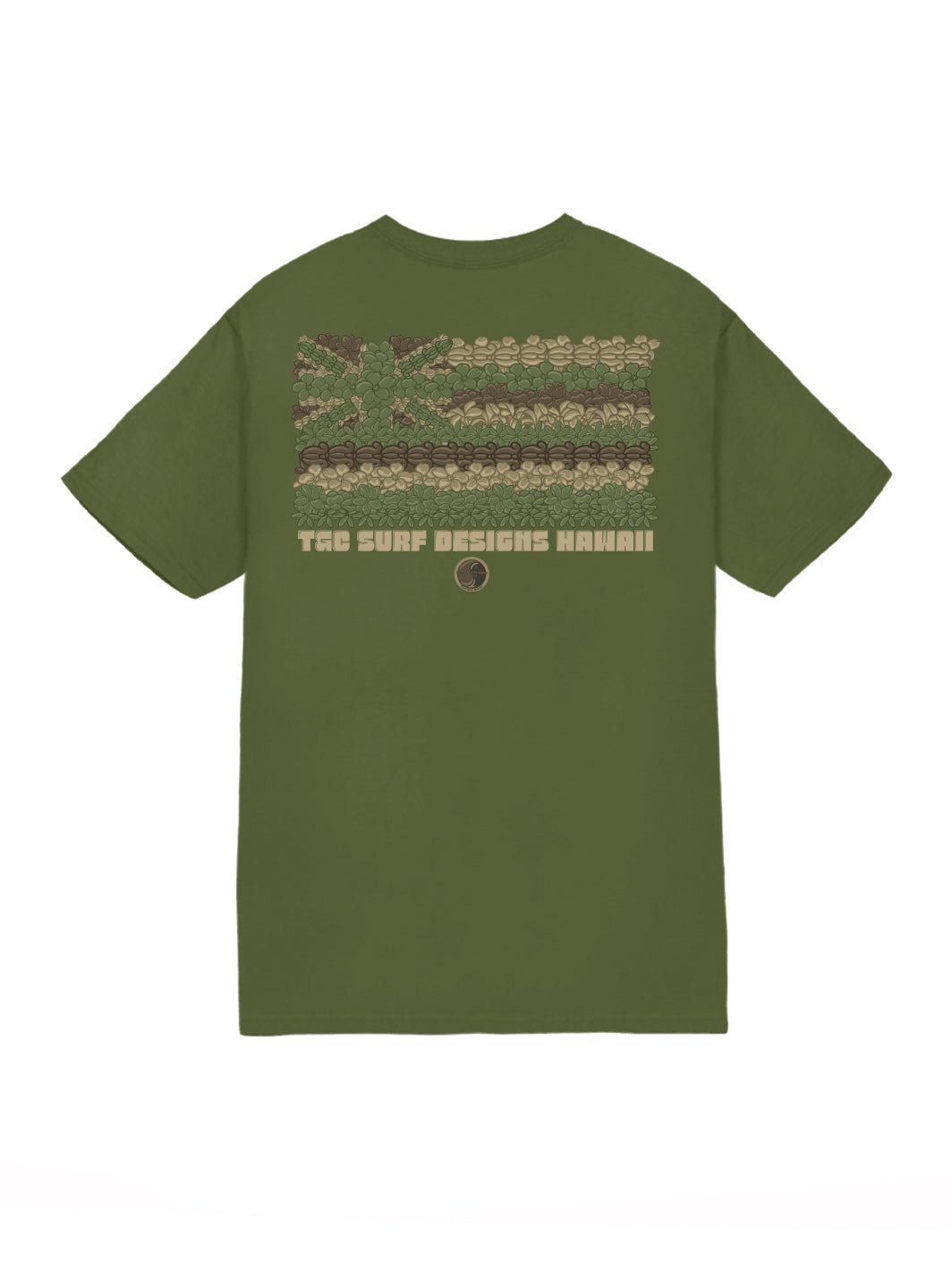 T&C Surf Designs Hawaii Hae Flowers Jersey Tee, Military Green / S