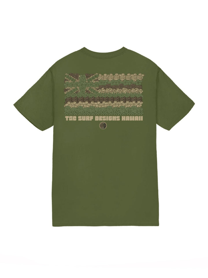 T&C Surf Designs Hawaii Hae Flowers Jersey Tee, Military Green / S