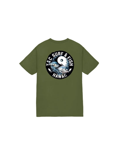 T&C Surf Designs Kids Twin Fin Tee, Military Green / XS