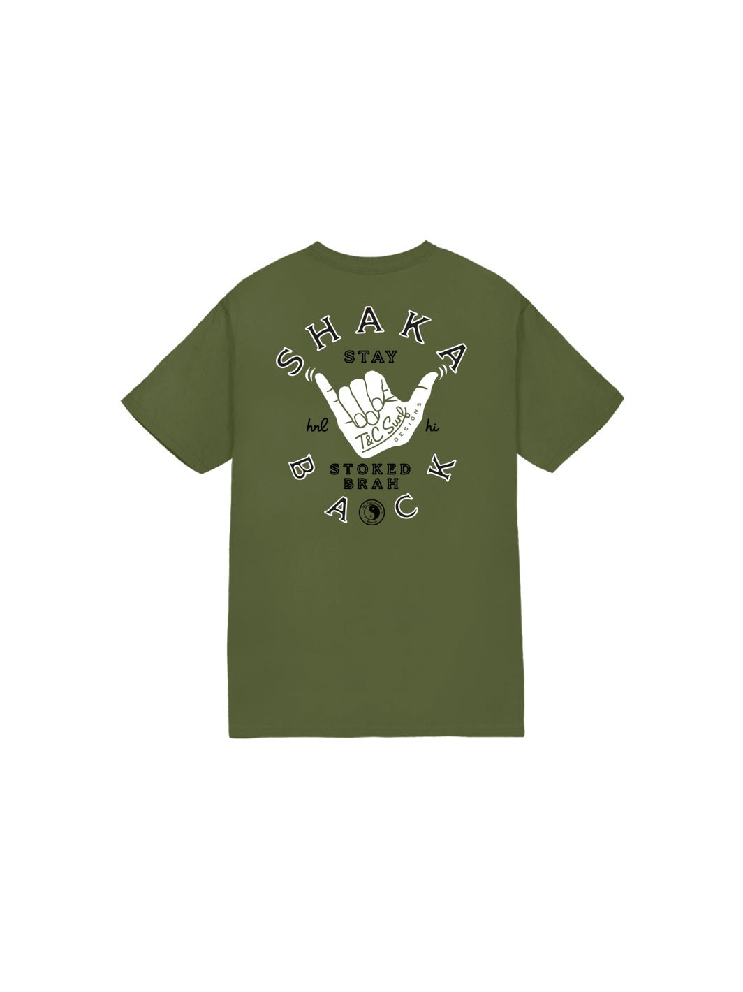 T&C Surf Designs Kids Shaka Back Tee, Military Green / XS