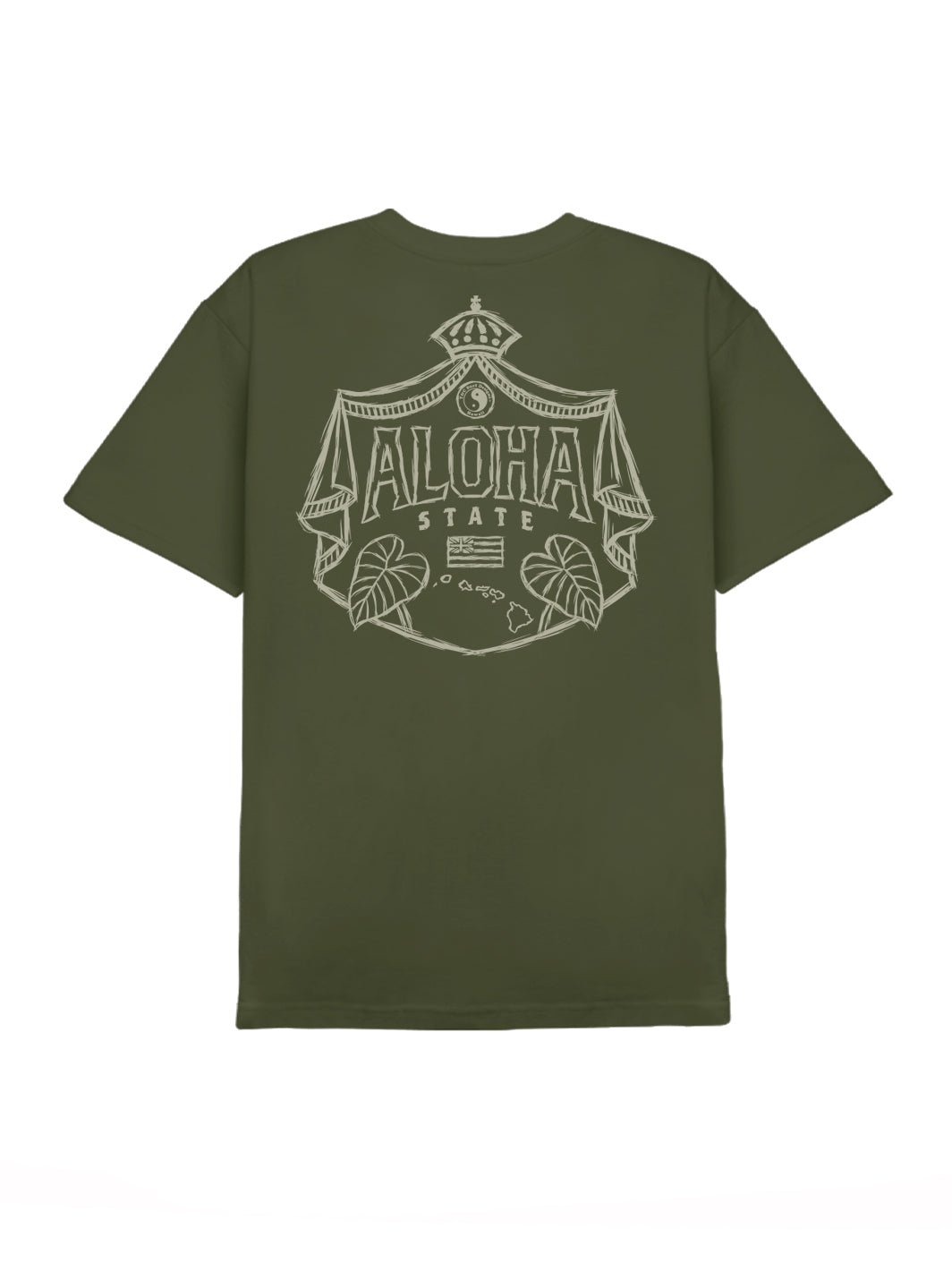 T&C Surf Designs Sketch Aloha Kalo Shield Tee, Military Green / S