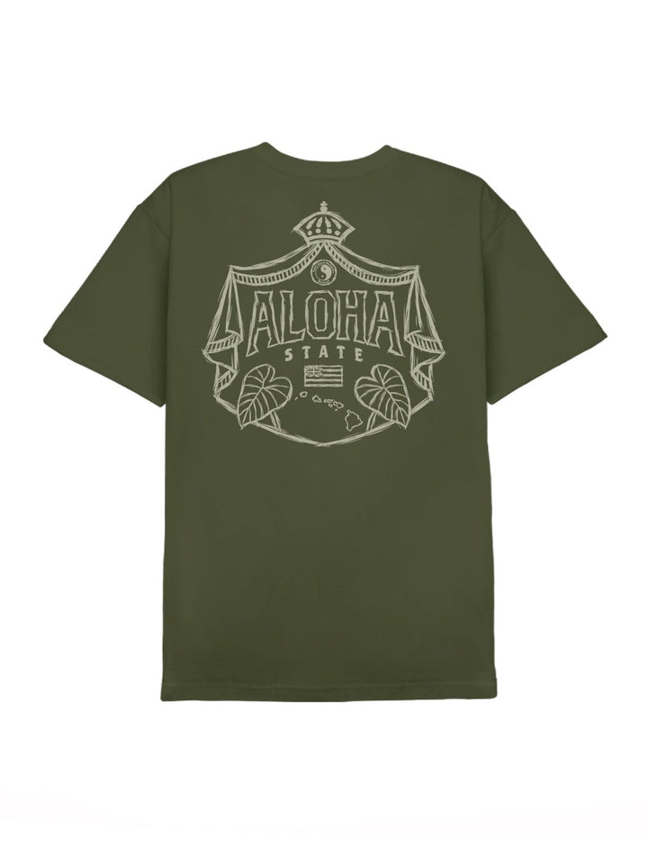 T&C Surf Designs Sketch Aloha Kalo Shield Tee, Military Green / S