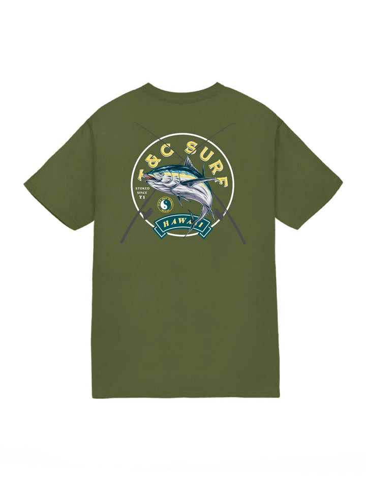 T&C Surf Designs Catch Of The Day Jersey Tee, Military Green / S