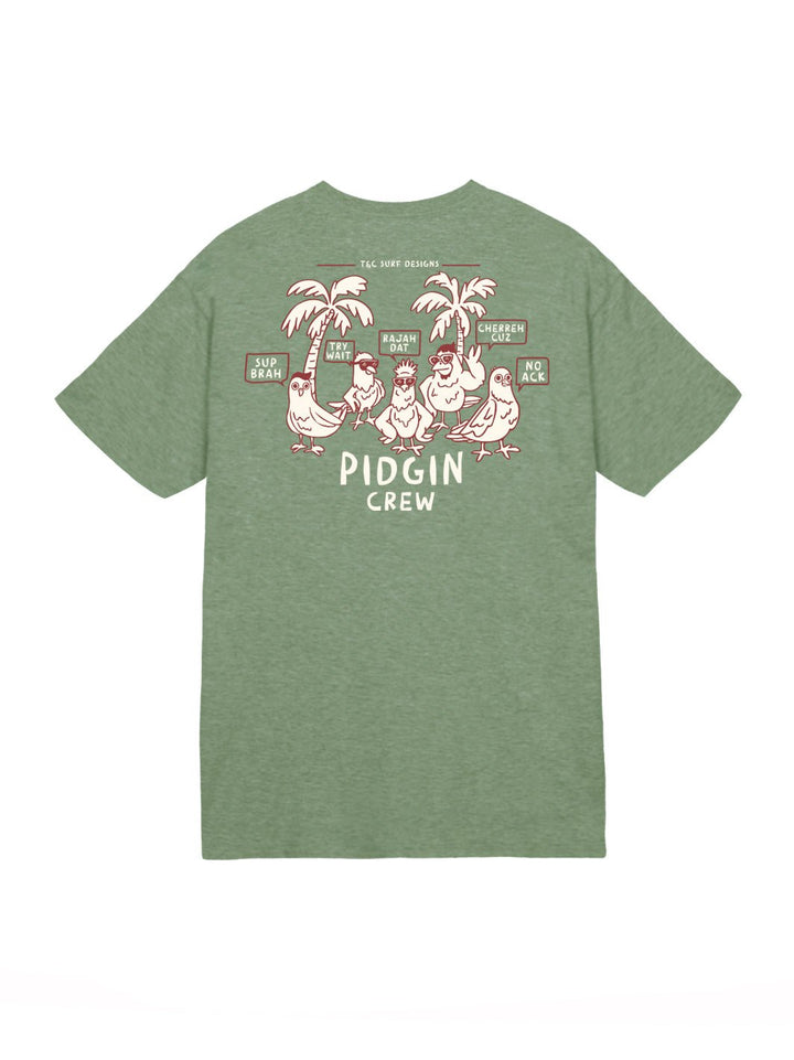 T&C Surf Designs Pidgin Crew Jersey Tee, Heather Military / S
