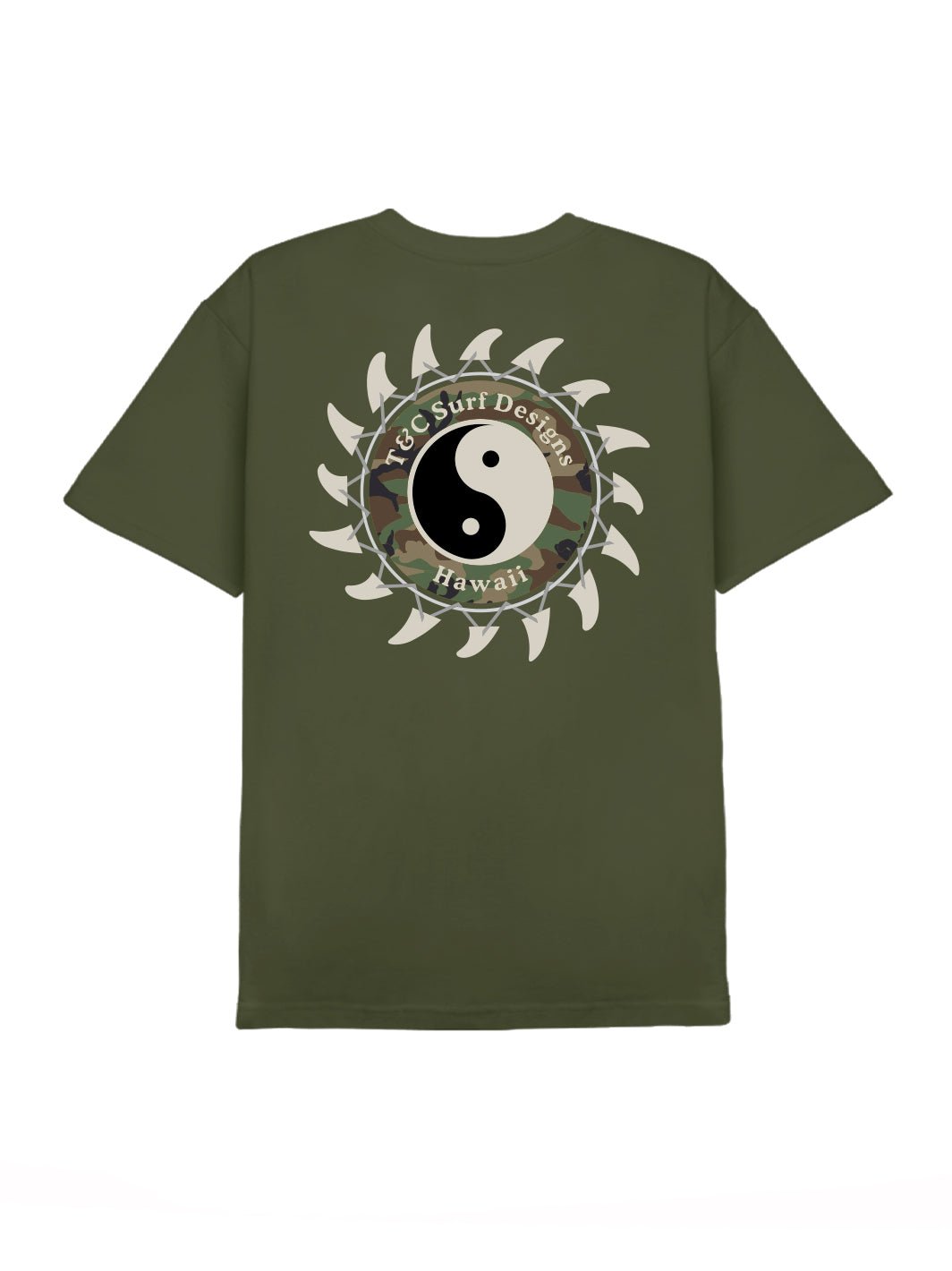 T&C Surf Designs T&C Surf Shark Fin Tee, Military Green / S