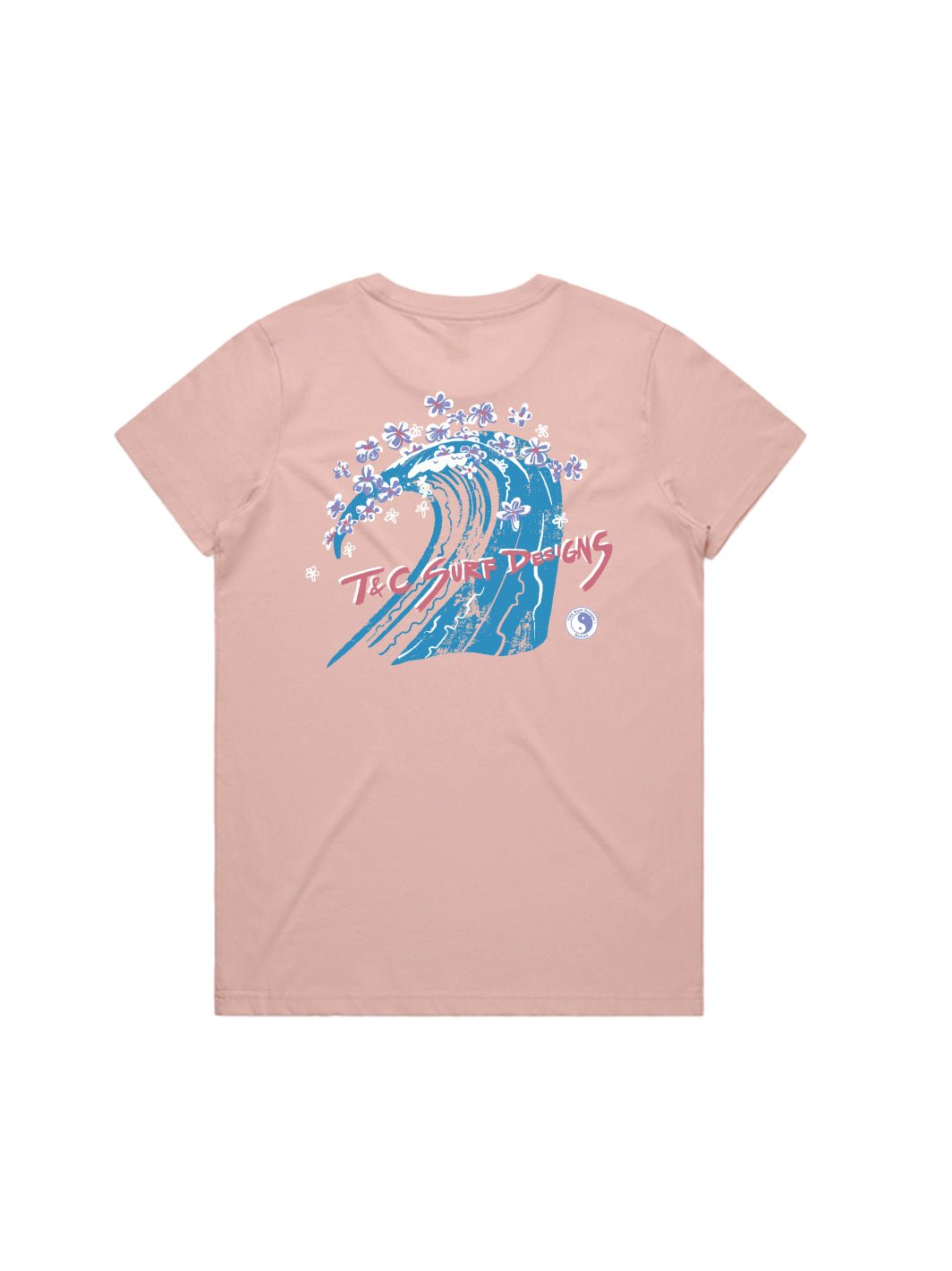 T&C Surf Designs Retro Wave Plumeria Maple Tee, Pale Pink / XS