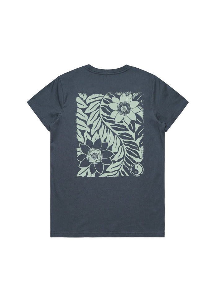 T&C Surf Designs Lilikoi Vines Maple Tee, Petrol Blue / XS