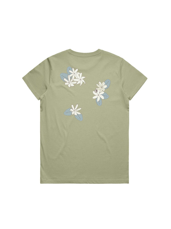 T&C Surf Designs Tiare Cluster Maple Tee, Pistachio / S