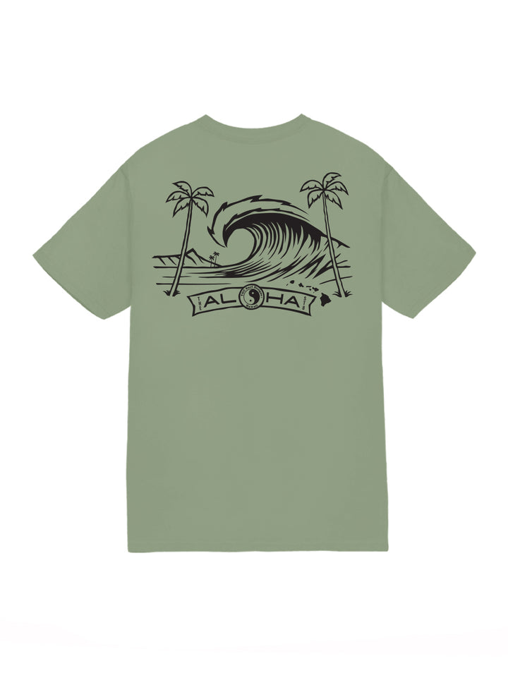 T&C Surf Designs Ink Diamond Head Wave Jersey Tee, Sage / S