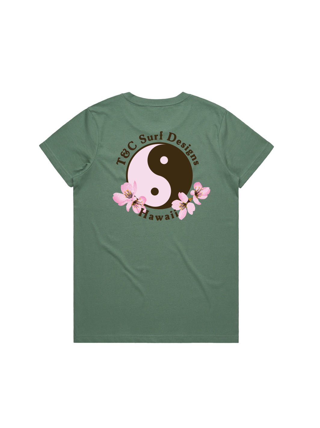 T&C Surf Designs Retro Sakura Logo Maple Tee, Sage / S