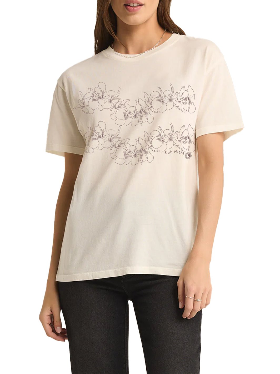 T&C Surf Designs Simple Plumeria Boyfriend Tee, Seasalt / XS