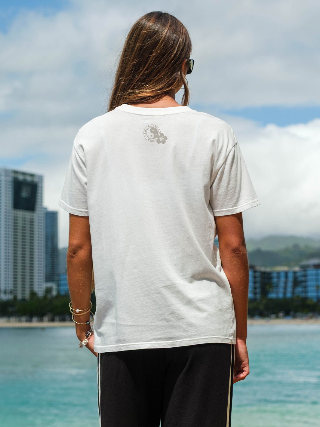 T&C Surf Designs Hibiscus Band Boyfriend Tee,