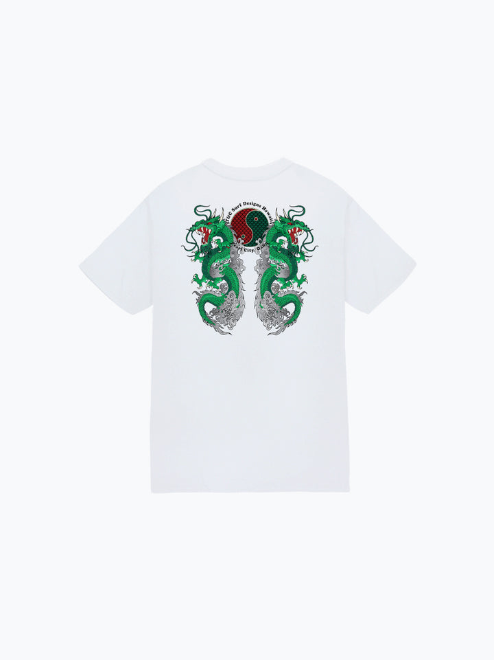 T&C Surf Designs Kids Double Dragon Tee, White / XS