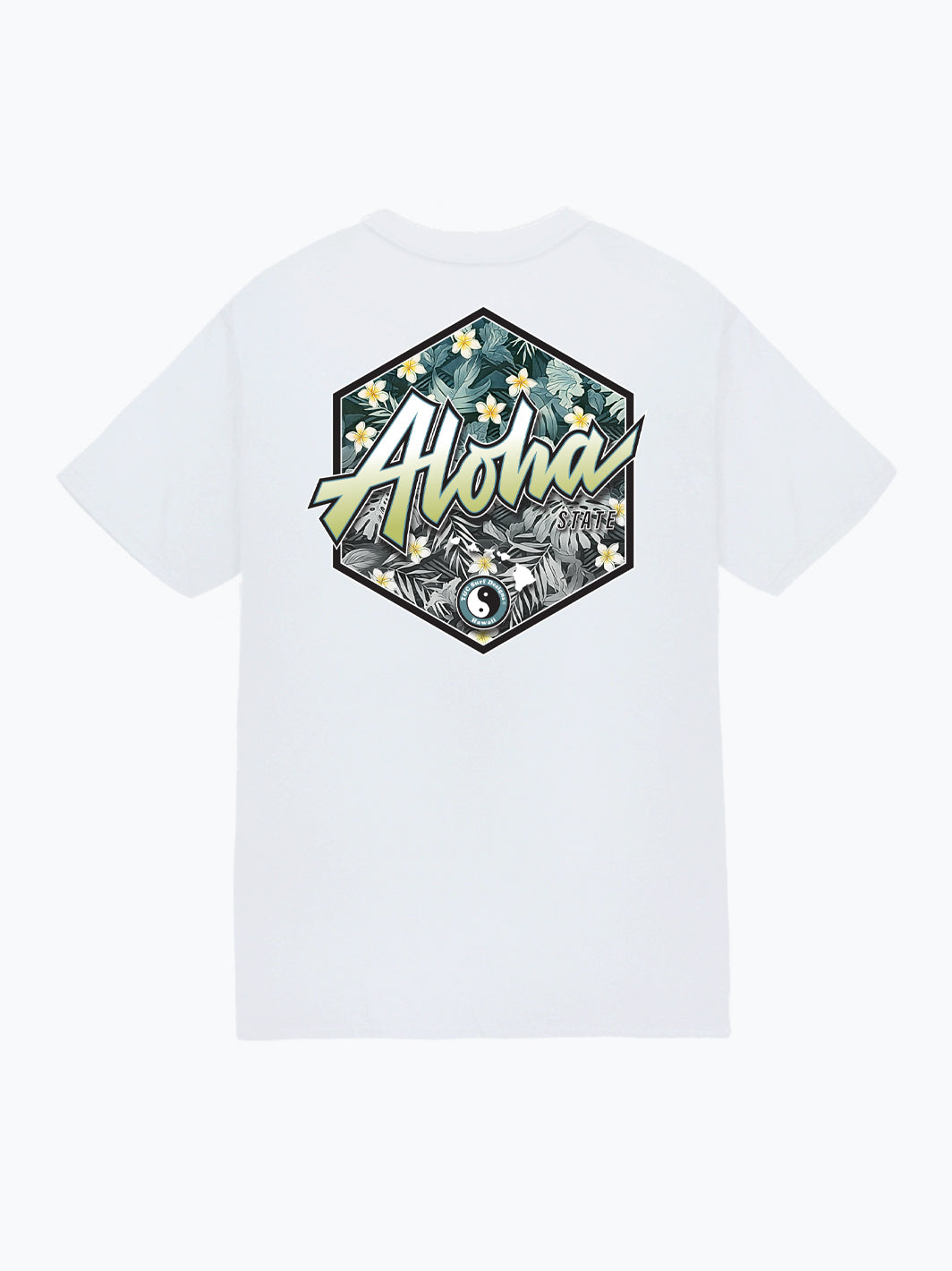 T&C Surf Designs T&C Surf Aloha Script Floral Hex Jersey Tee, White / S