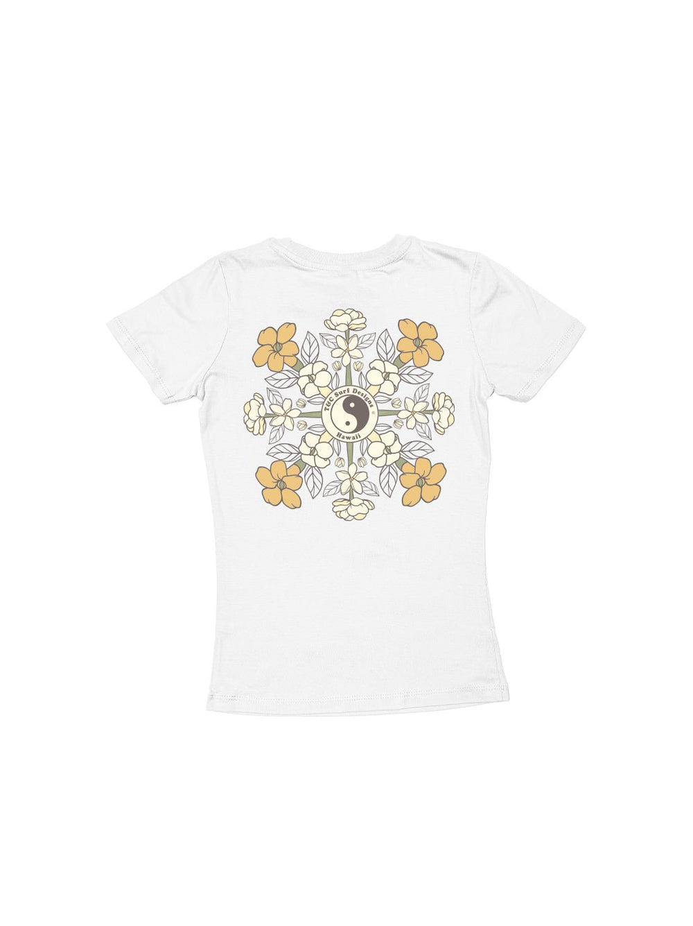 T&C Surf Designs Girls Puakenikeni Pikake Quilt Sweetheart Tee, White / XS