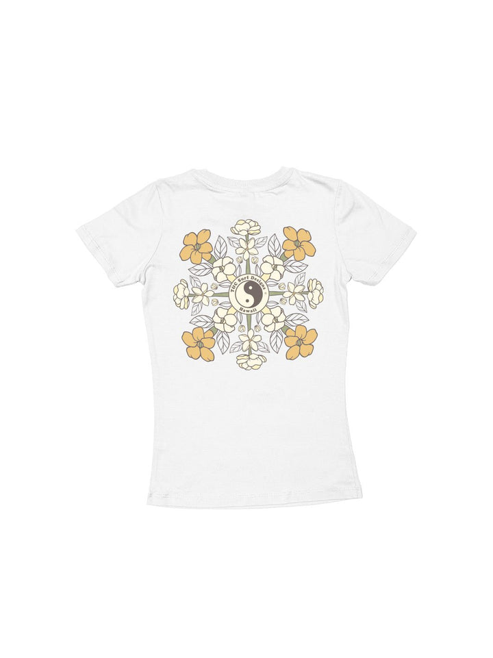 T&C Surf Designs Girls Puakenikeni Pikake Quilt Sweetheart Tee, White / XS