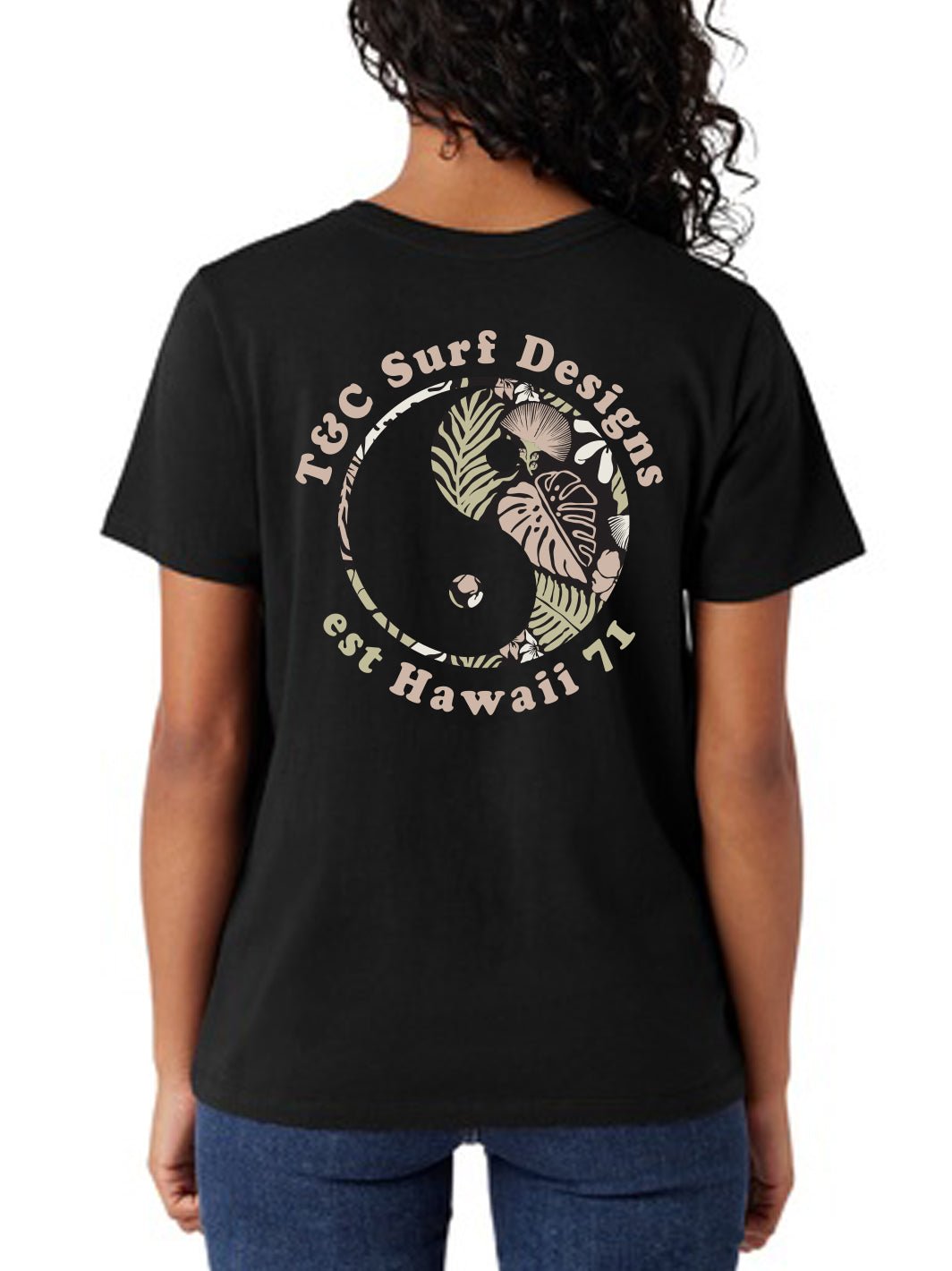 T&C Surf Designs T&C Surf Tropical Print Logo Boyfriend Tee, Black / S