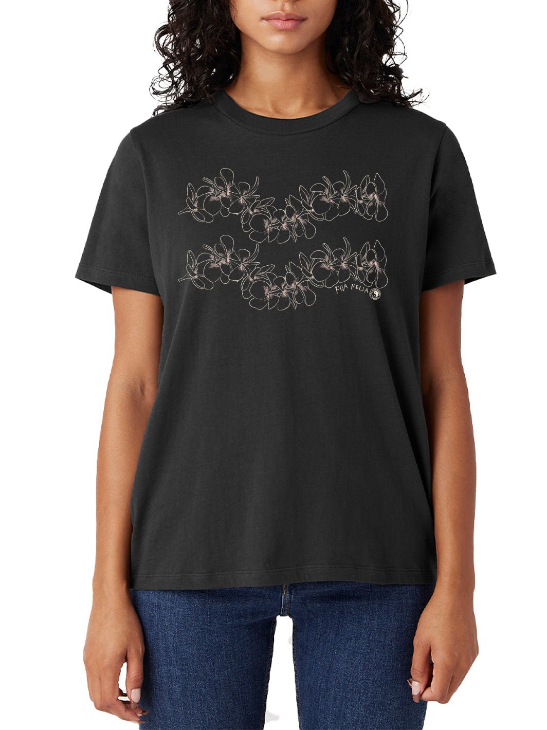 T&C Surf Designs Simple Plumeria Boyfriend Tee, Black / XS