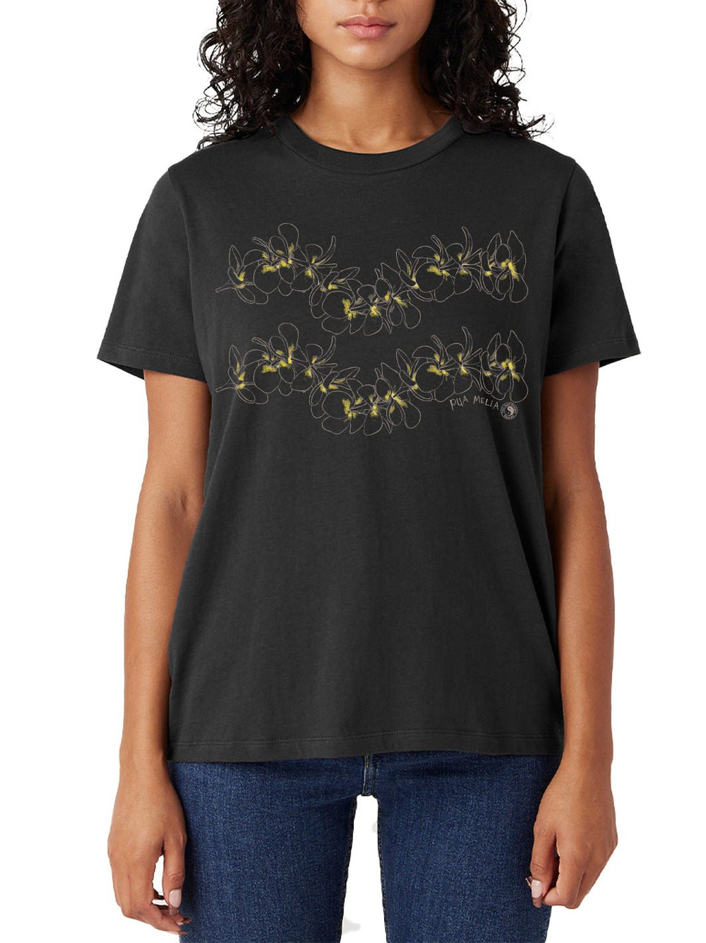 T&C Surf Designs Simple Plumeria Boyfriend Tee, Black / XS