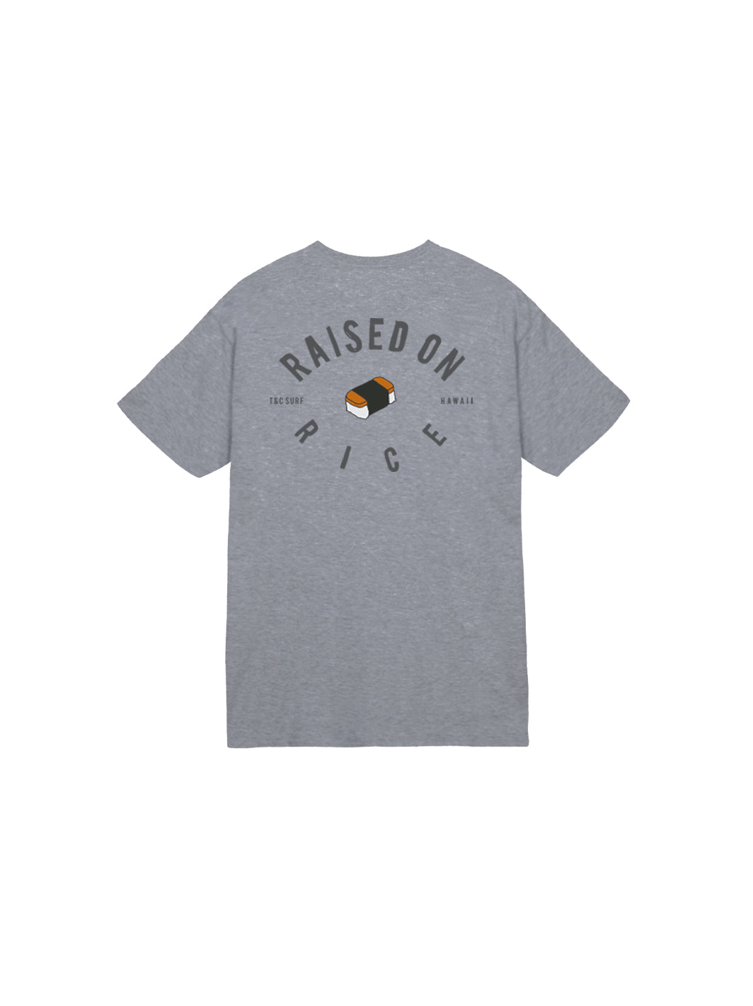 T&C Surf Designs Kids Raised On Musubi Tee, Graphite Heather / XS